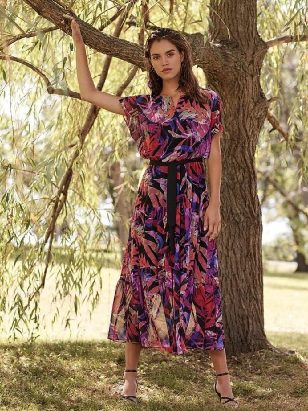 JOSEPH RIBKOFF TROPICAL CHIFFON DRESS 221165 SIZE 10 NWT